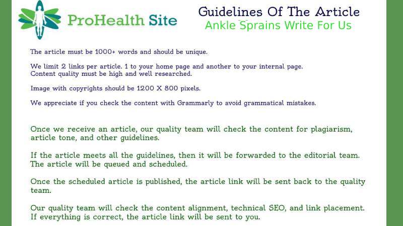 Guidelines To Submit Article On Pro-Health Site – Ankle Sprains Write For Us
