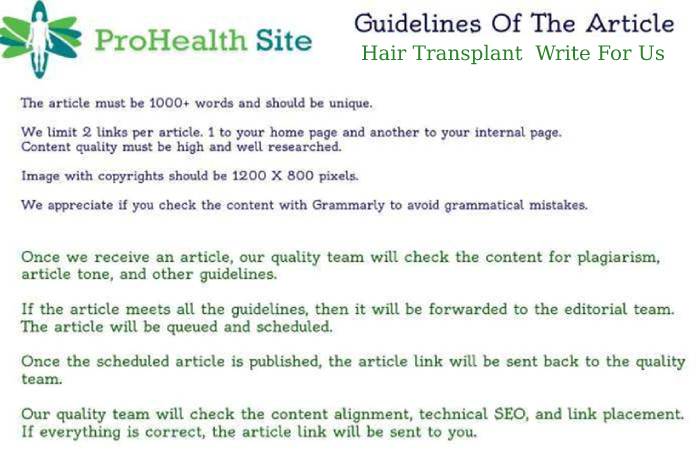 Guidelines To Submit Article On Pro-Health Site – Hair Transplant  Write For Us