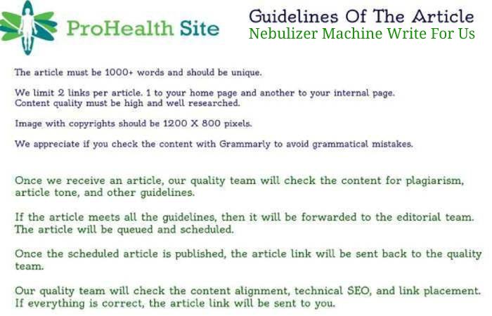 Guidelines To Submit Article On Pro-Health Site – Nebulizer Machine Write For Us